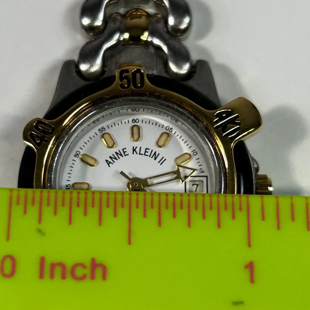 Anne‎ Klein II Vintage Watch Set Two Tone Leather Strap 4 Interchangeable Bezels